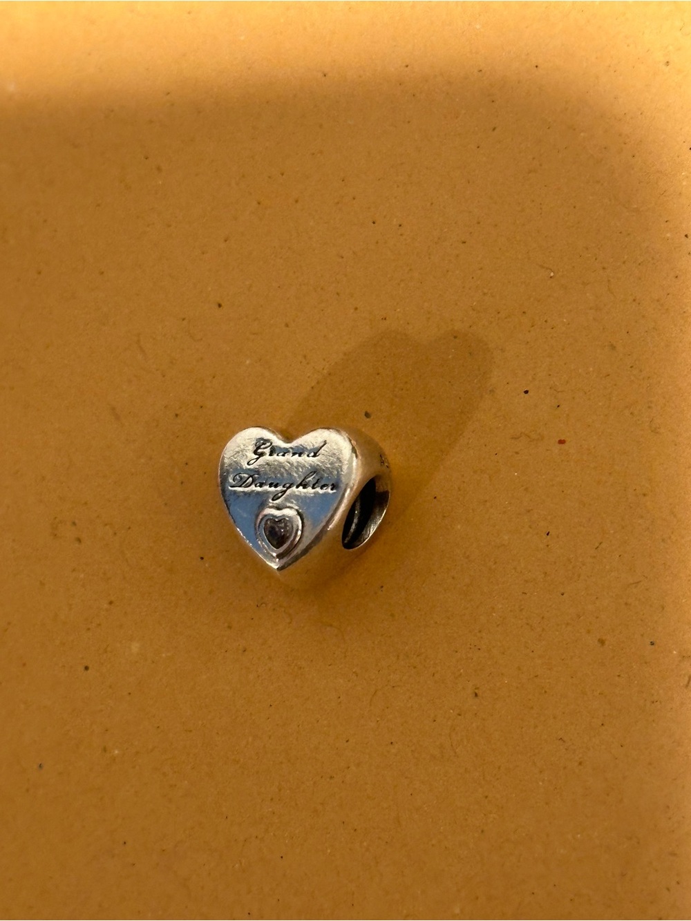 Pandora Silver Heart Charm with Engraved 'Grand Daughter'